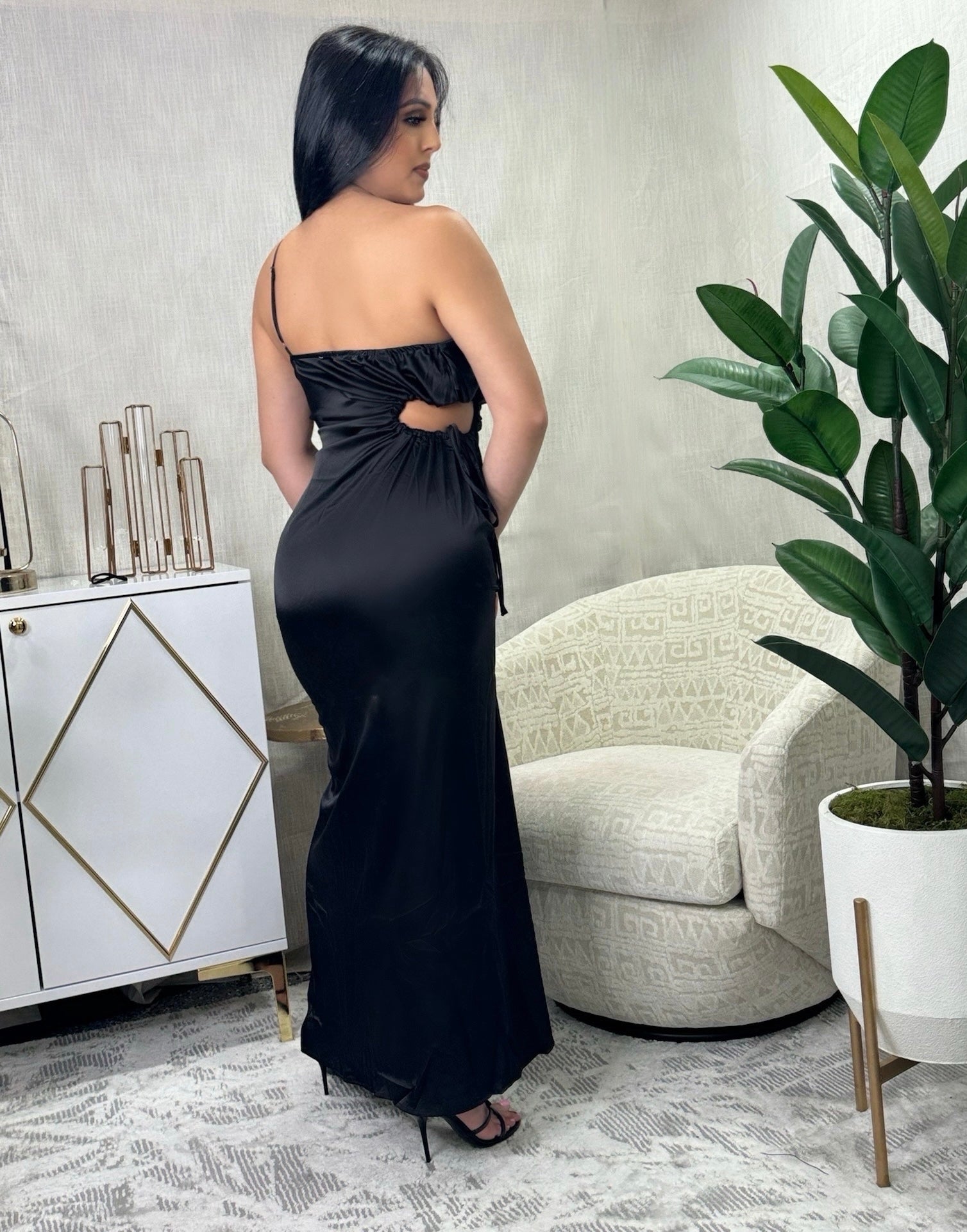 FABI BLACK SATIN DRESS