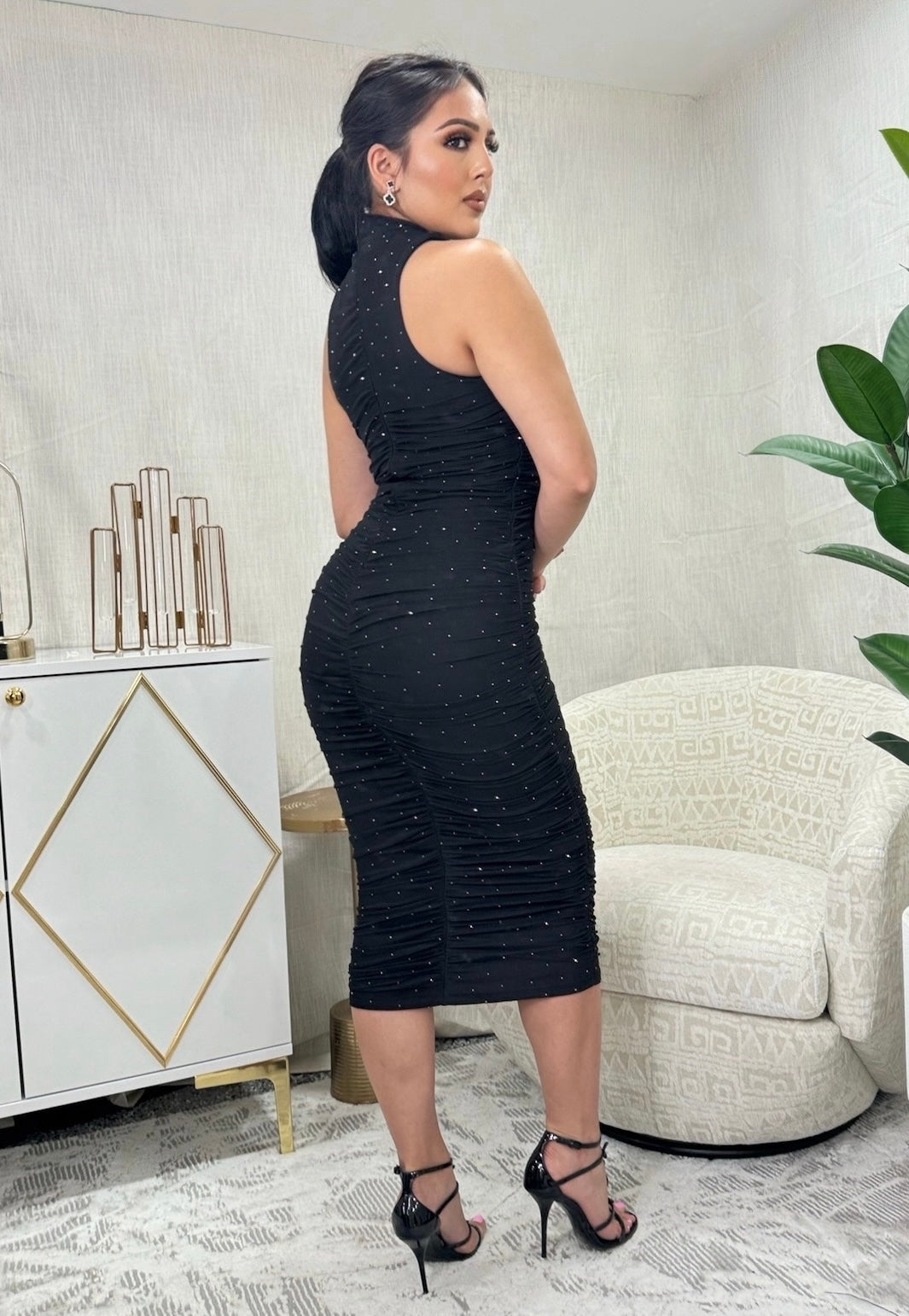 ALEJANDRA ROSE BLACK MESH DRESS